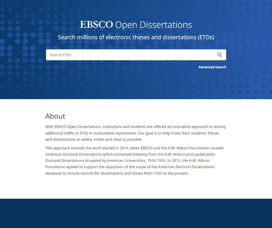 ebsco open dissertations italiano