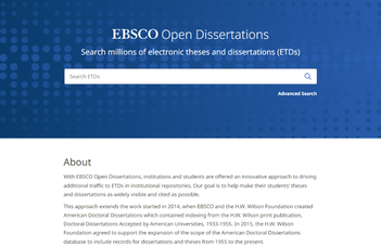 New database access: EBSCO Open Dissertations